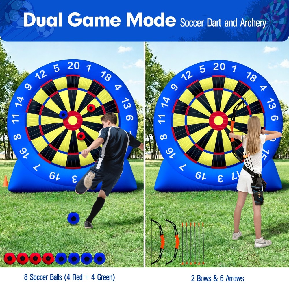 Wellcomer 10FT Inflatable Dartboard Soccer & Archery Target Game