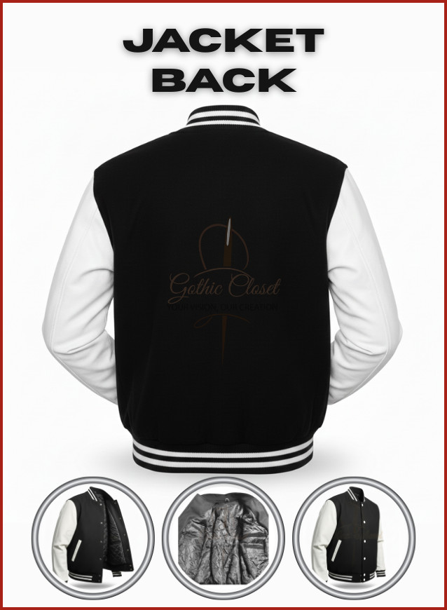 Black/White Varsity Letterman Baseball Bomber Jacket Men Easter Gift