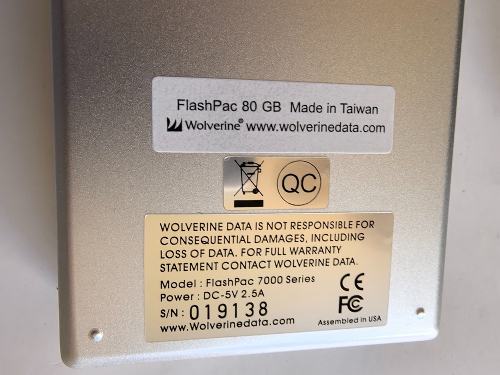 Wolverine Data 80GB FlashPac 7000 Series Portable Data Storage HDD Version