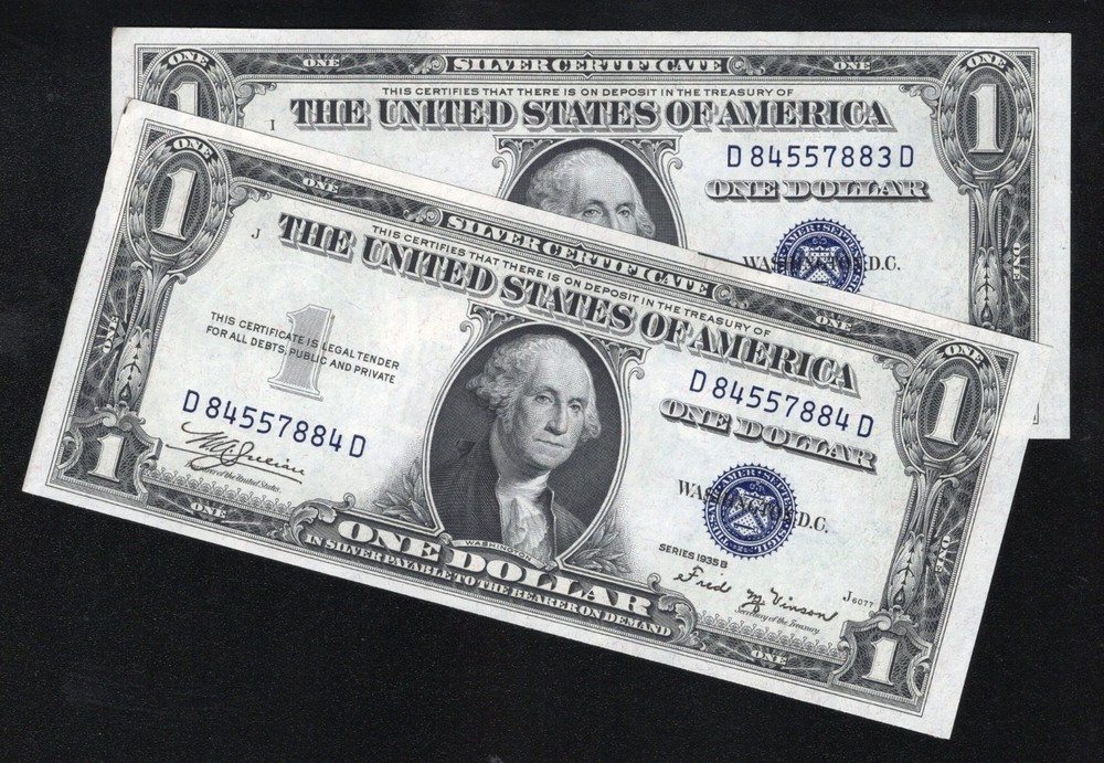 CONSECUTIVE 1935-B $1 SILVER CERTIFICATE NOTES  (UNCIRCULATED) Fr 1611 0032