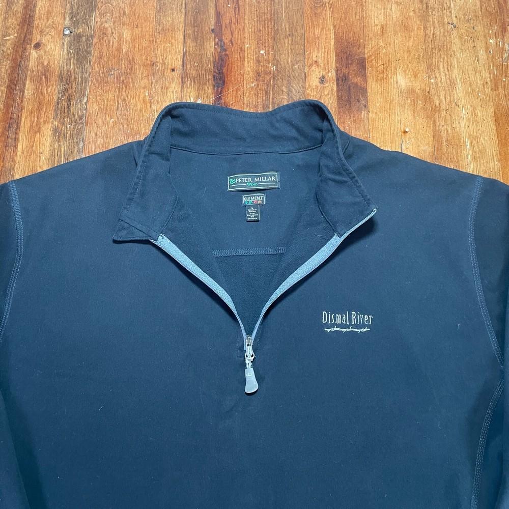 Peter Millar Jacket Mens Large Black Pullover 1/4 Zip Element Dismal River Golf