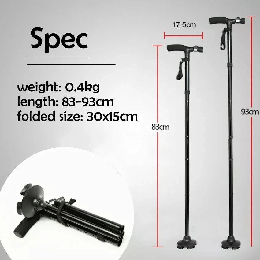 New Folding Walking Cane with LED Light Adjustable Walking Stick