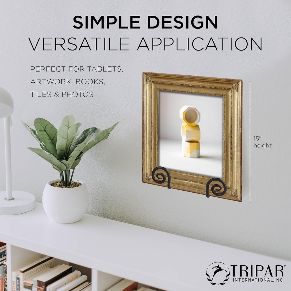 Durable Iron Triangular Scroll Rack - Perfect for Artwork and Plate Display