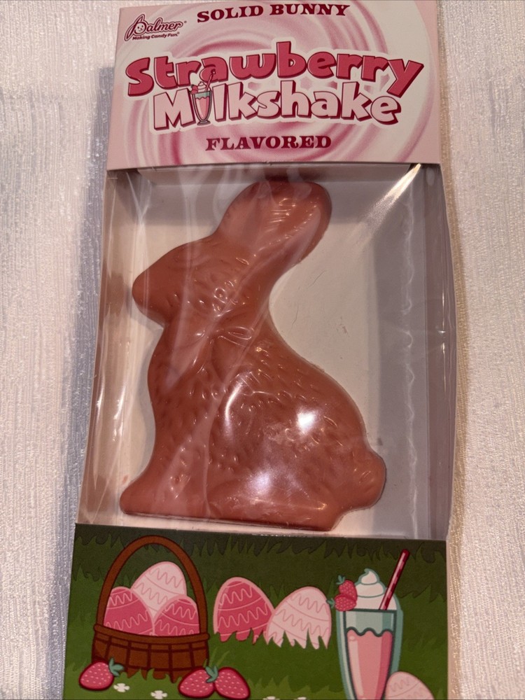 2.25 oz PALMER Solid Bunny Strawberry Milkshake Flavored Candy For Easter Basket