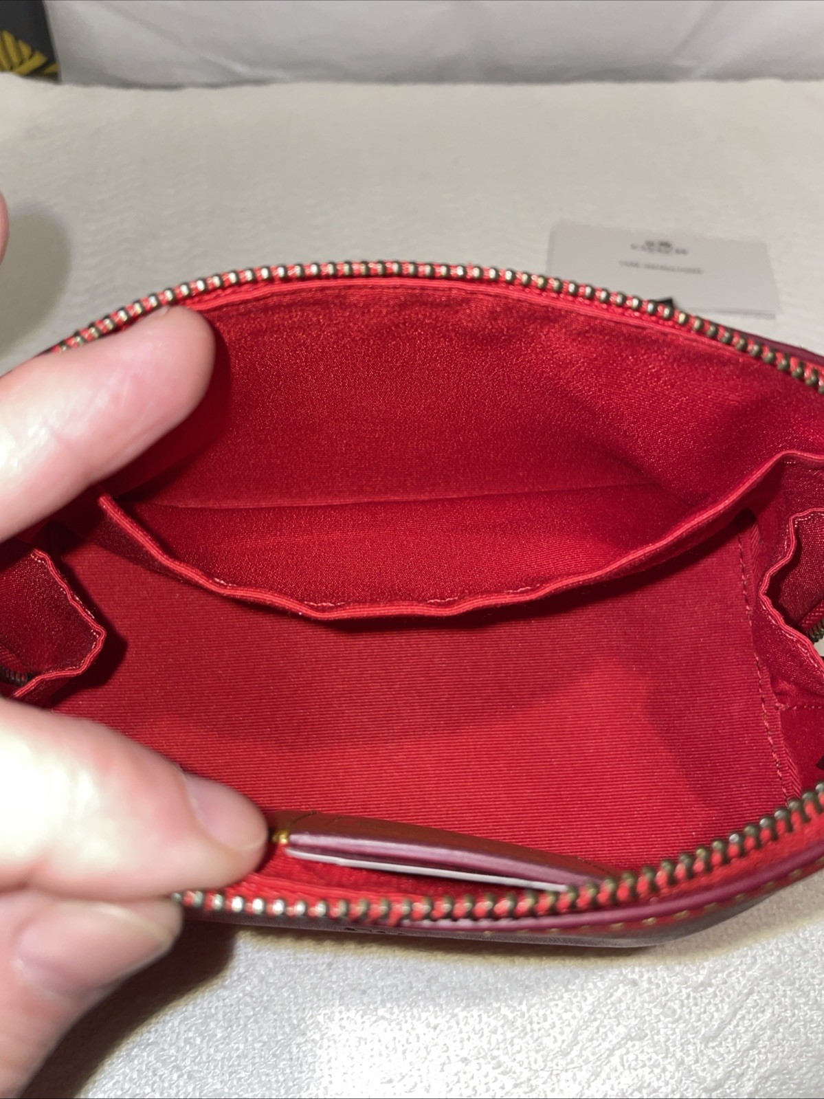 New Authentic Coach/Disney Red Leather Mickey Mouse Makeup Pouch