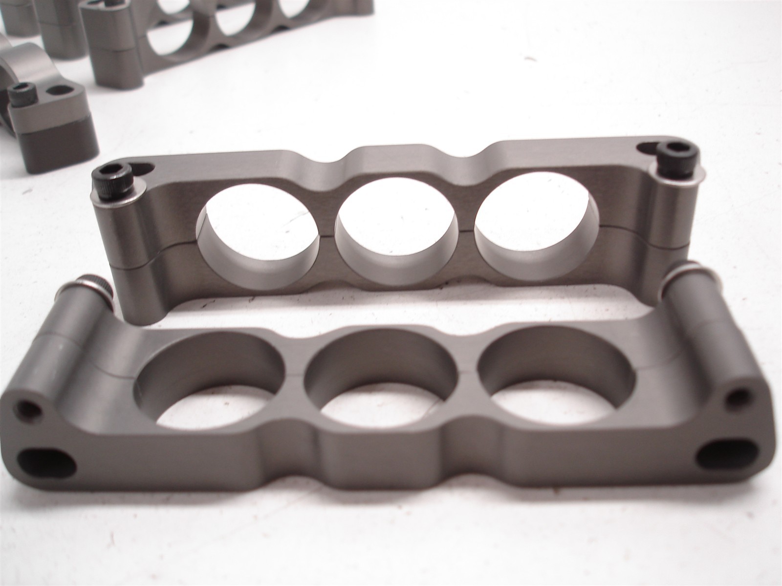 6 NASCAR BILLET ALUMINUM TRIPLE 1" BRAIDED LINE / HARD OIL LINE BRACKETS MOUNTS