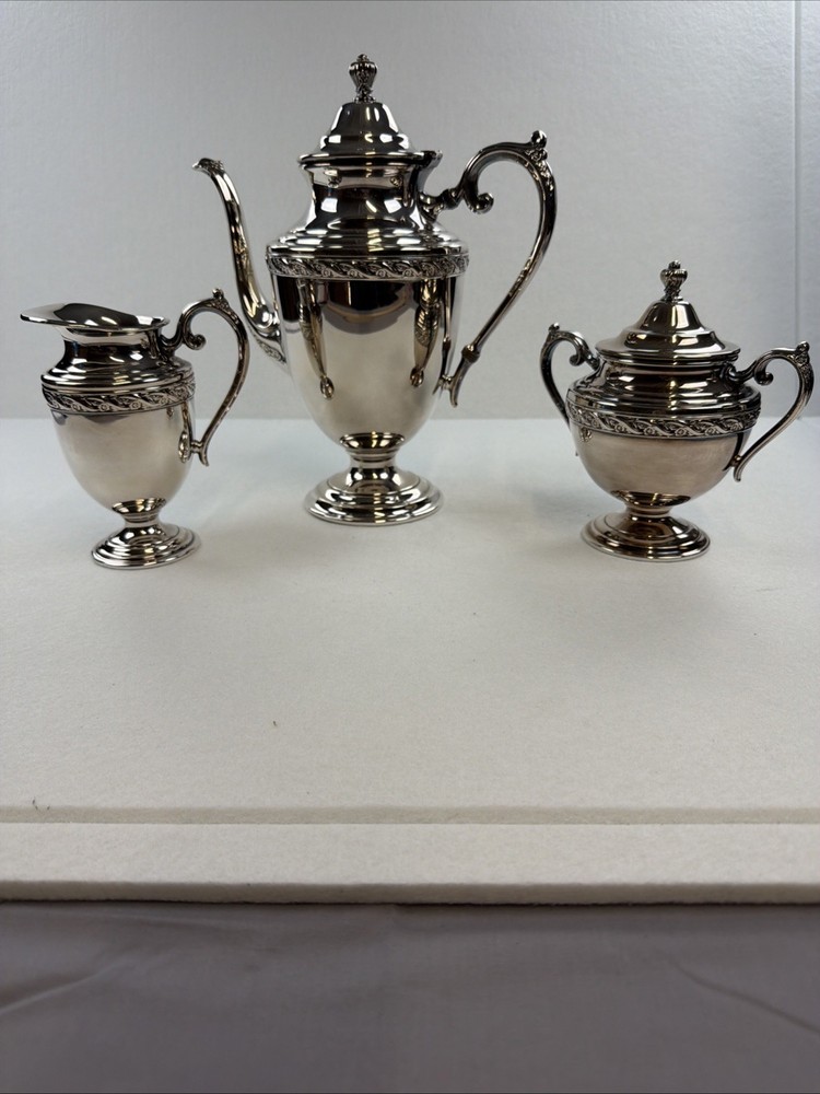 Rogers And Son Silverplate Spring Flower #2001 Teapot Set