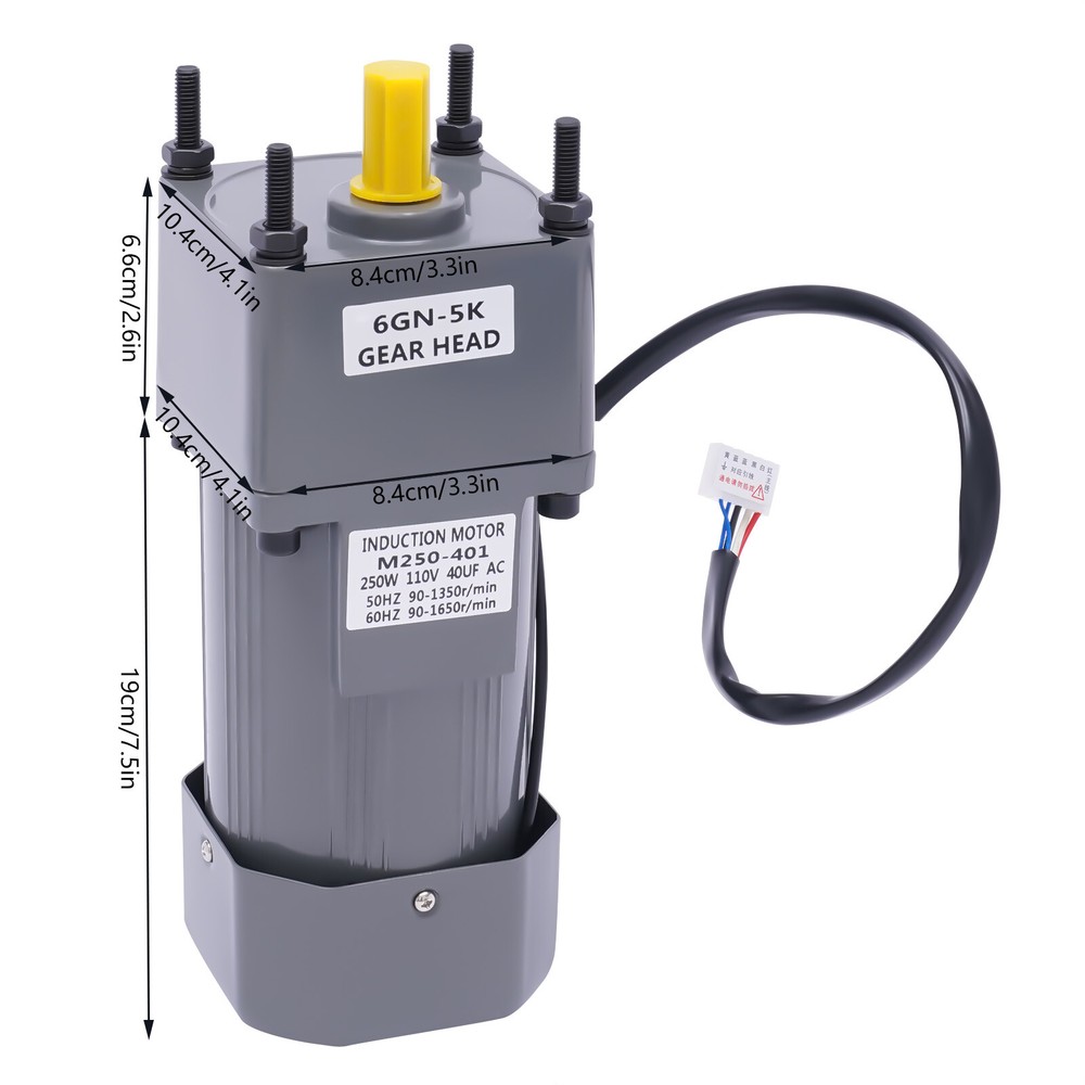 250W 110V AC Gear Motor with Variable Speed Controller and Bracket Single Phase