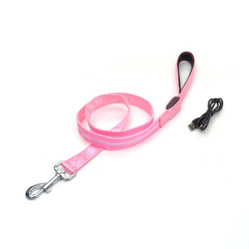 RECHARGEABLE 1FT-LED 4FT-LEASH glow light Dog Pet Safety Lead FOR Collar Harness
