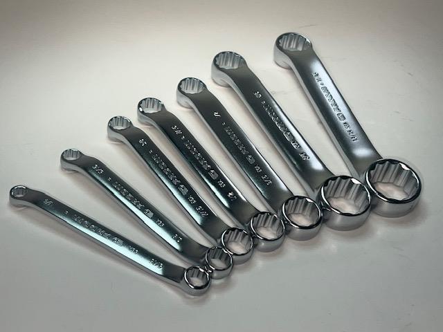 NEW Facom 7pc Set 10° Offset Stubby THIN WALL Box End SAE Wrench Set 1/4-13/16"