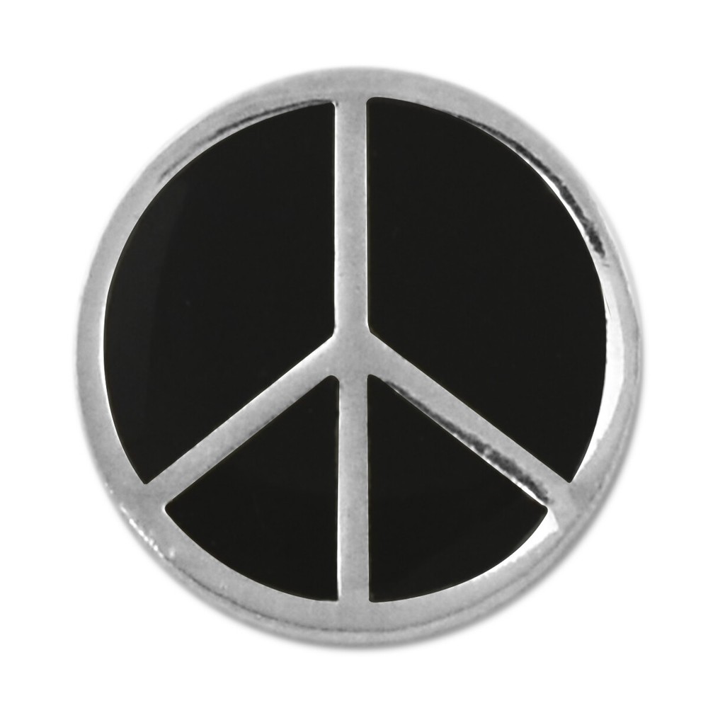 Peace Symbol Lapel Pin - [Silver & Black][1/2'' Diameter]