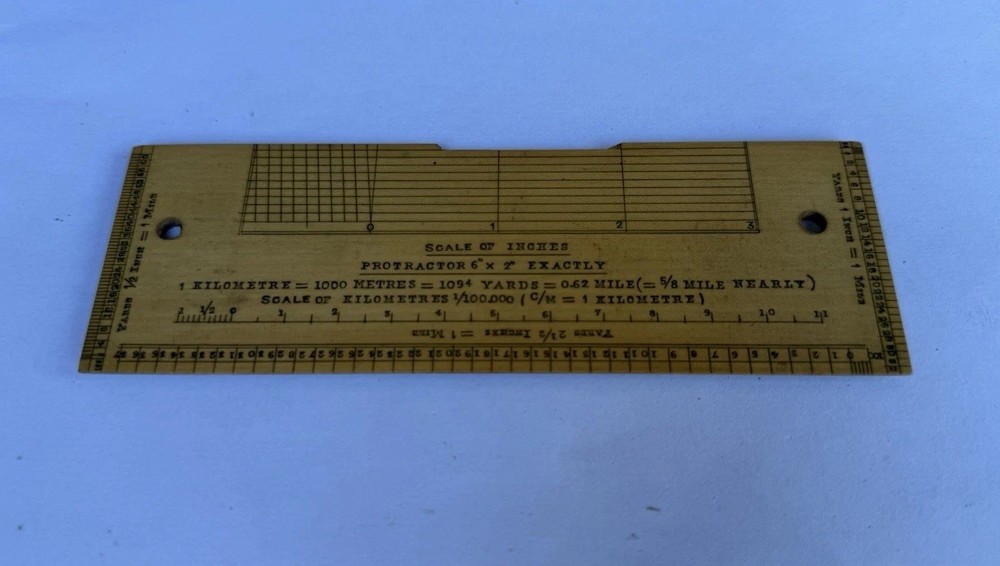 Vintage Army & Navy CSL 6" Rectangular Protractor Map Scale Measuring Ruler Tool