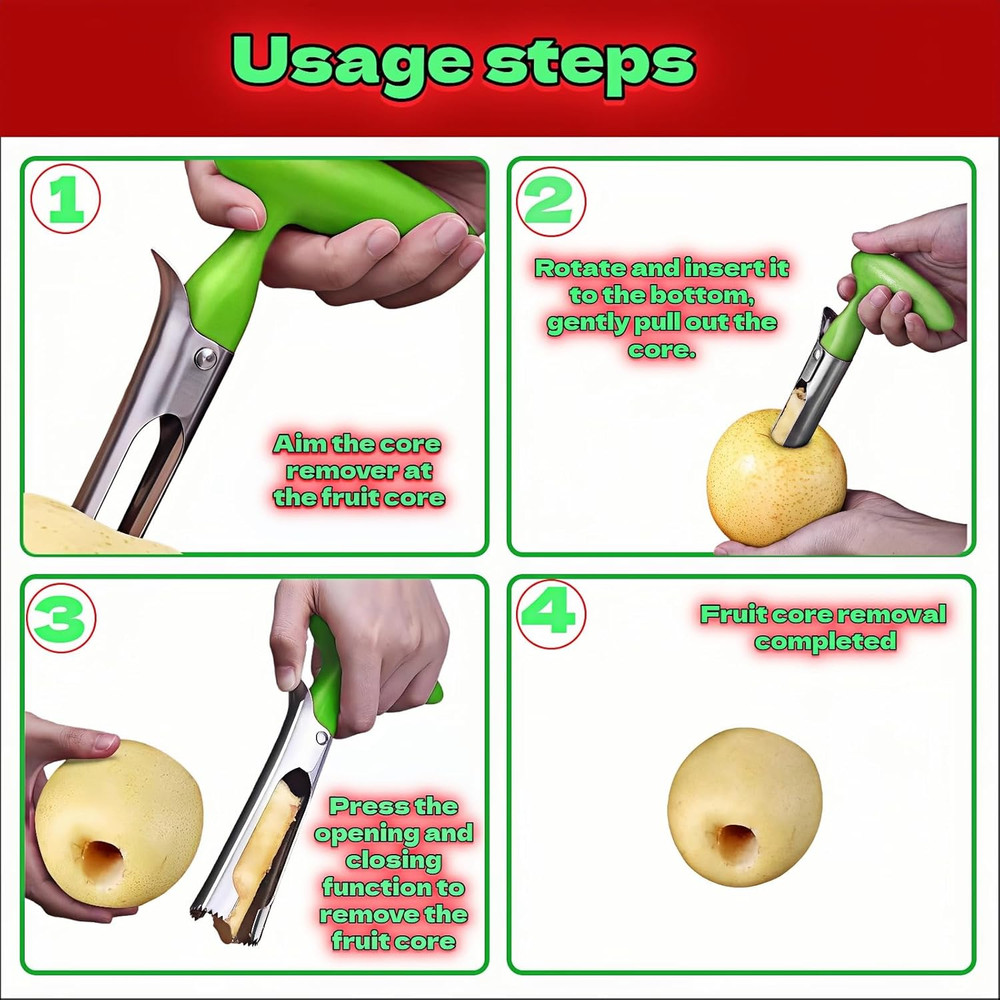 Apple Corer, Stainless Steel Apple Corer and Divider with Sharp Serrated Blade –