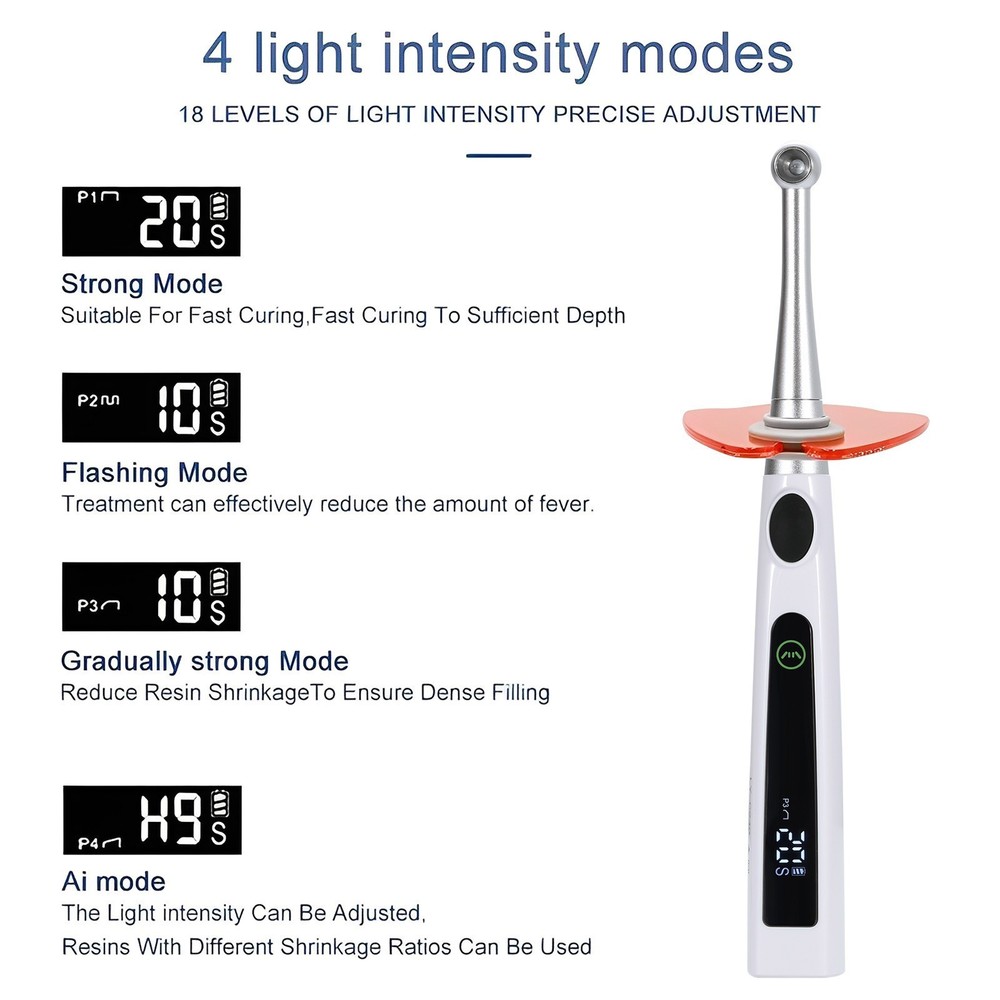 Dental LED Curing Light 1 Second Resin Cure Teeth Whitening 4 Modes 360° Source