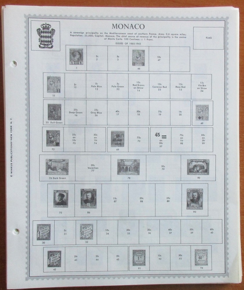 Monaco: Clean Set of Unused Minkus Supreme Global Pages to 1997