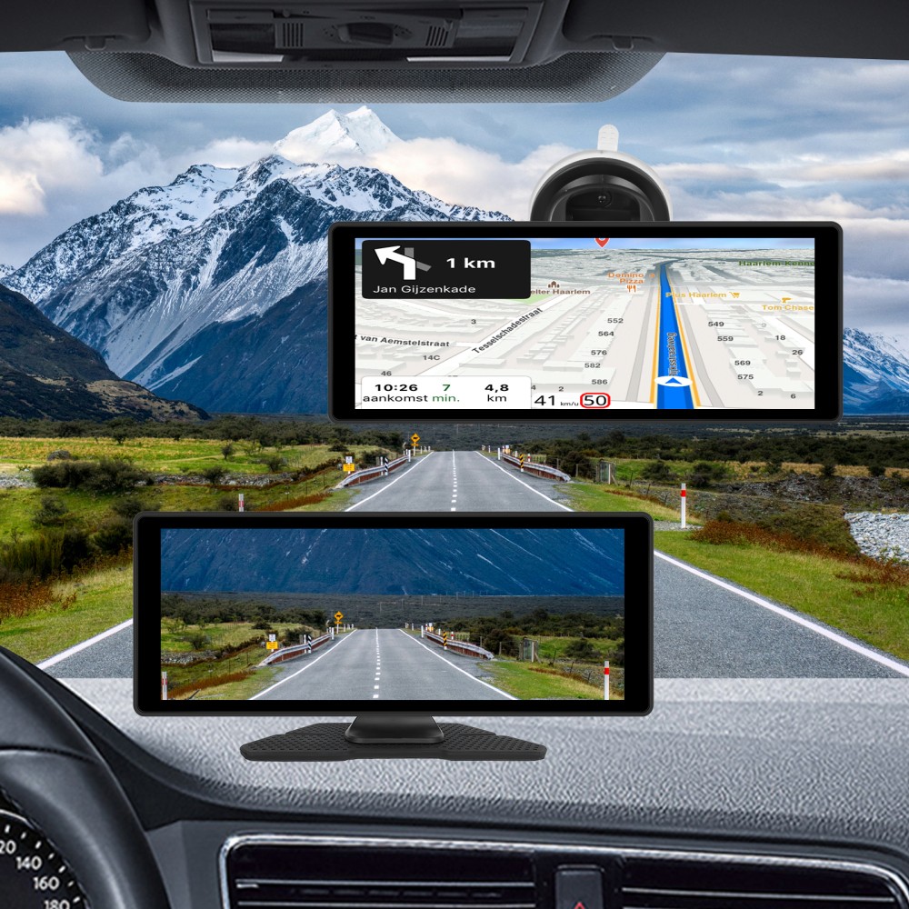 10.26" Touch Screen Wireless Apple Carplay Portable Car Stereo Android Auto Cam