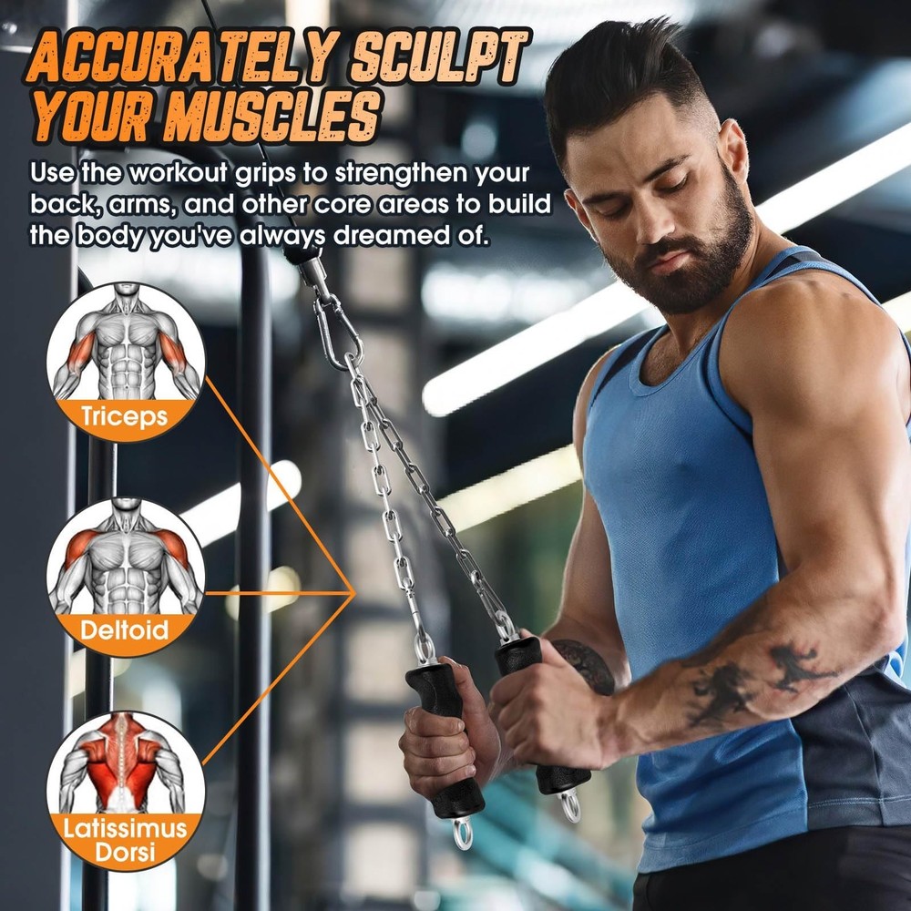 Lat Pull Down Machine Attachment, Tricep Rope Cable Attachment for Gym Cable ...