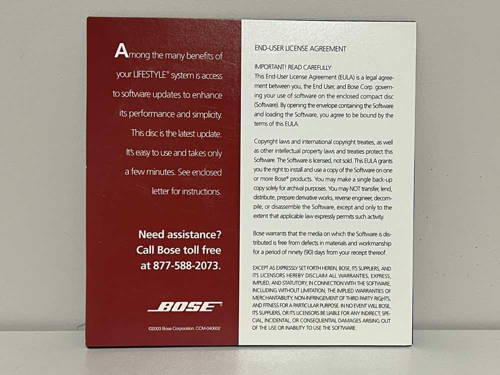 Bose Lifestyle DVD System Update Disc 2003