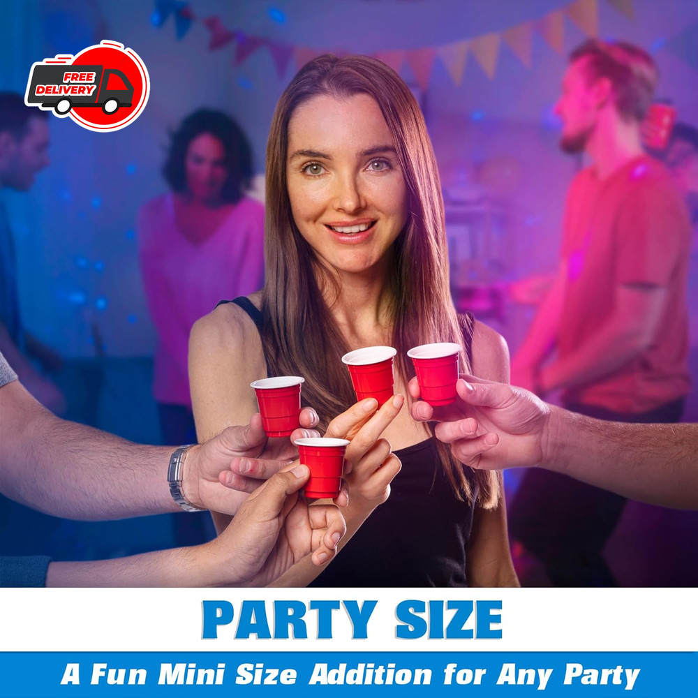 200 Pack 2 Oz Plastic Shot Cups - Mini 2Oz Party Cups, Red