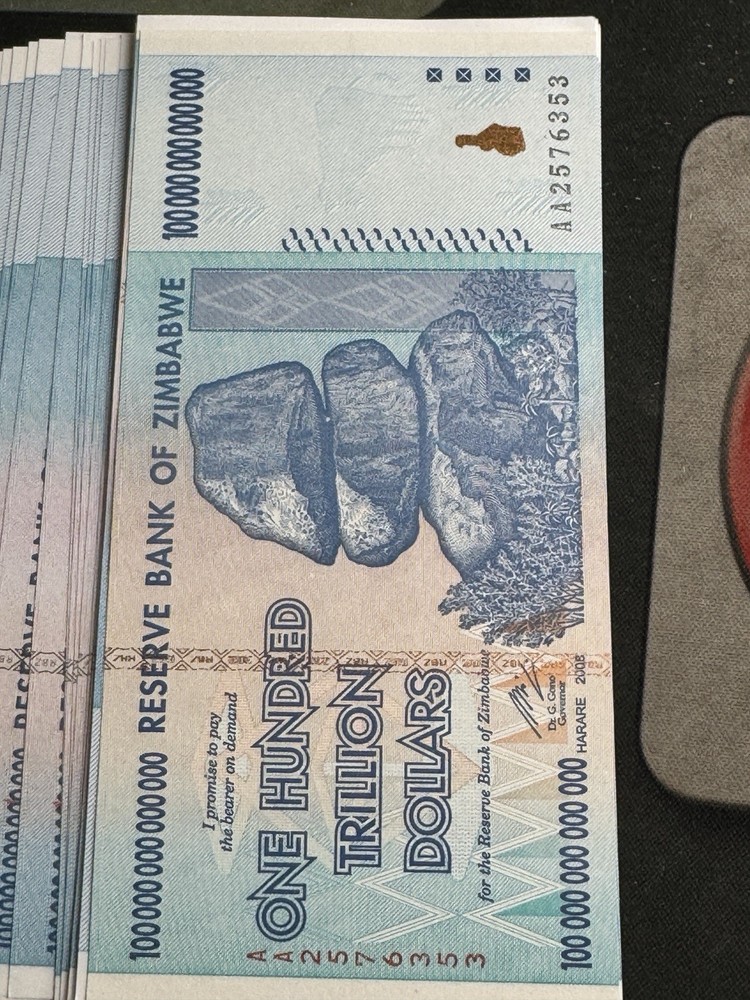 🔥 Zimbabwe 100 Trillion Dollar Note 💵 Authentic 2008- UV Light Passed! 🌍