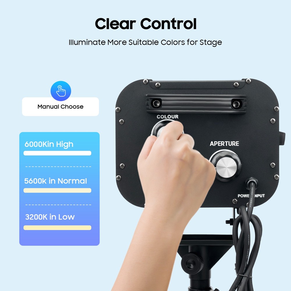 Stage Spotlight Manual Control Adjustable Aperture Follow Spot Light W/ Tripod