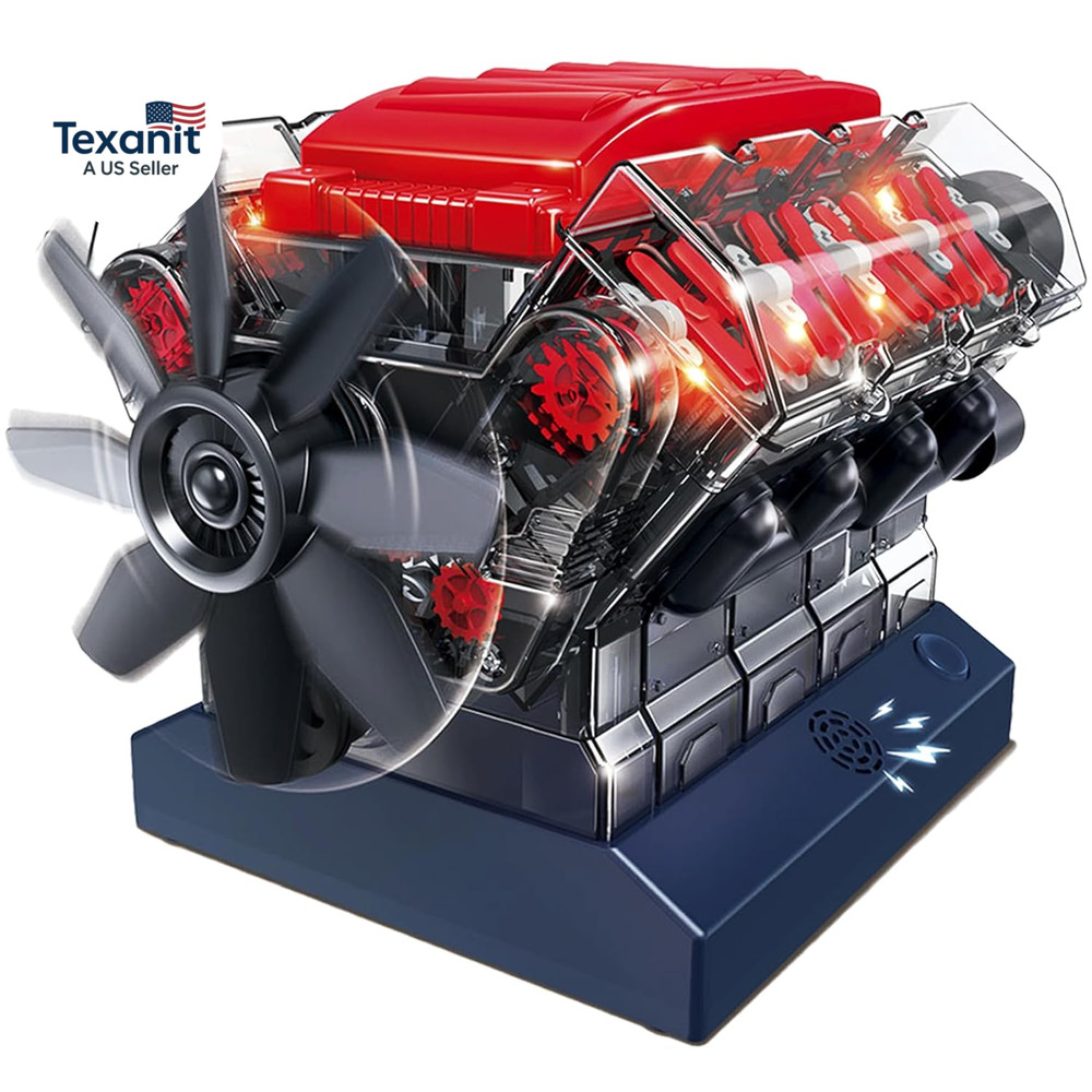 V8 Combustion Engine Model Kit That Runs - Build Your Own STEM Mini V8 Model Eng