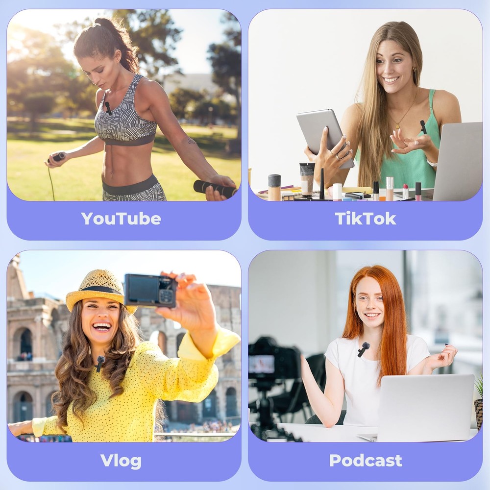 Wireless Microphone for iPhone, Android Wide Compatibility Noise Reduction Cl...