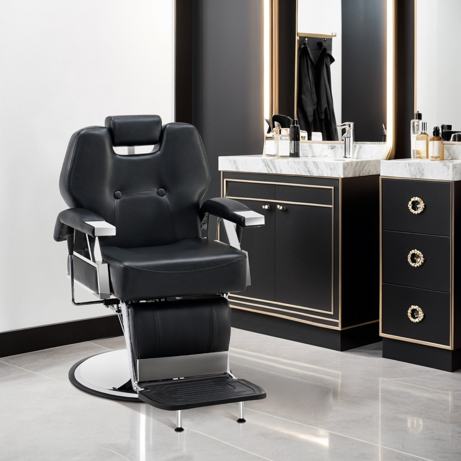 BarberPub All Purpose Barber Chair,Reclining Salon Styling Barbershop 2801