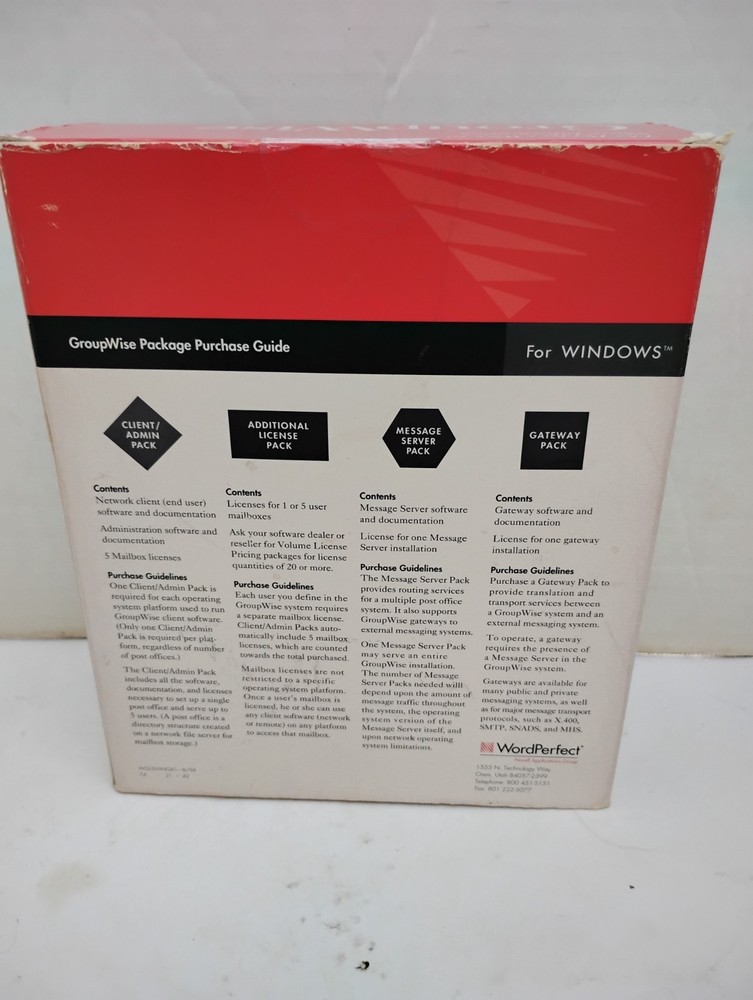 Novell GroupWise for Windows v4.1 Client/Admin Pack VTG