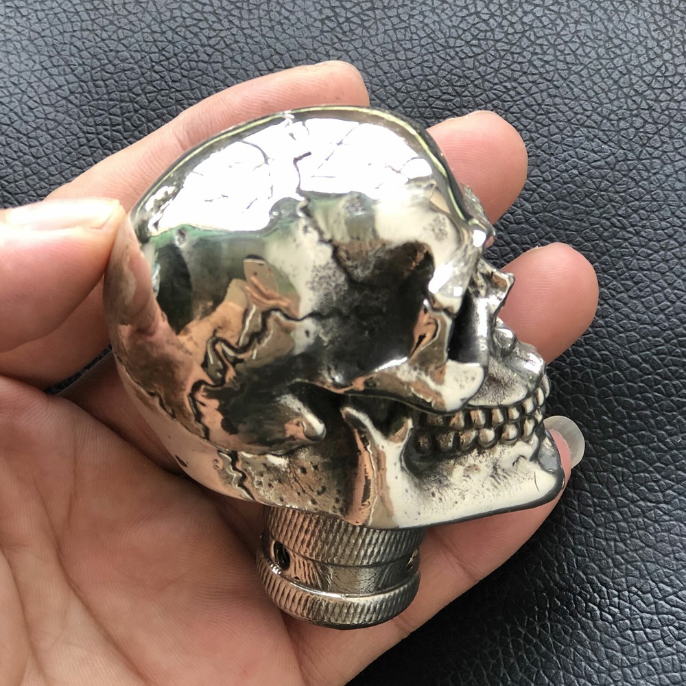 Solid White Copper Casting Skull Car Gear Shift Knob DIY part Cane Crutches Head