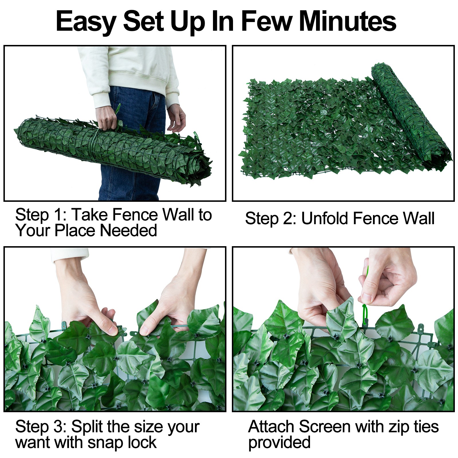 Artificial Ivy Hedge Green Leaf Fence Panels Faux Privacy Fence Screen for Home