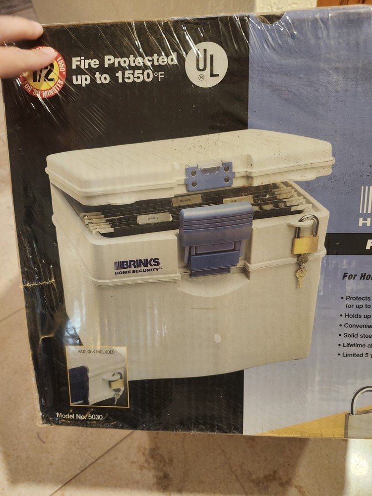 Brinks Home Security Locked Box Fire Safe Rated 1/2 Hour
