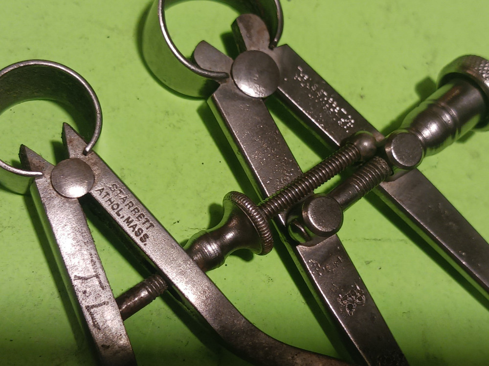 VTG Starrett 2pcs 4" Inside Spring Flat Leg & 3" Flat leg Outside Spring Caliper