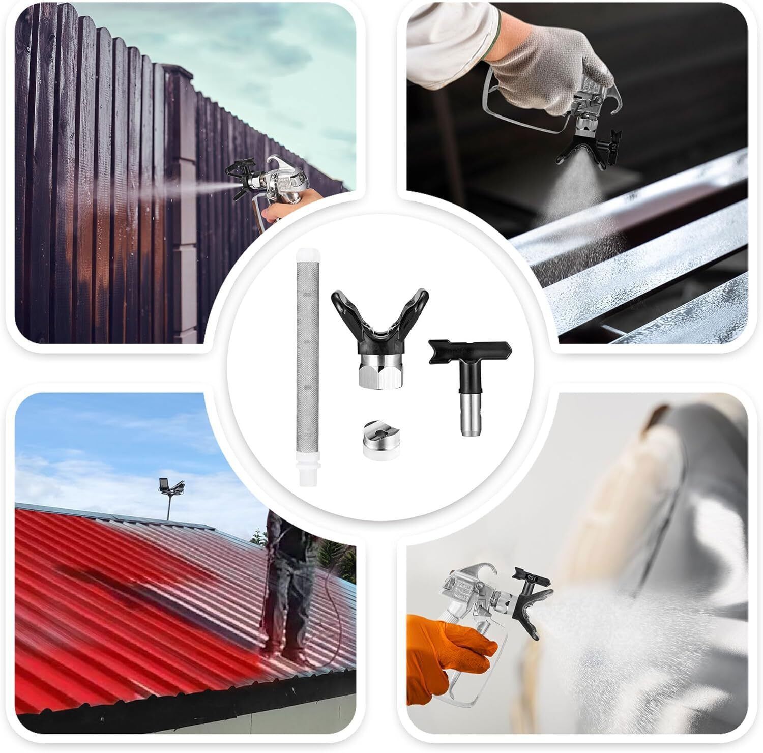 12 Pcs Airless Paint Sprayer Gun with Nozzle Guard Spray Tips and Airless Paint