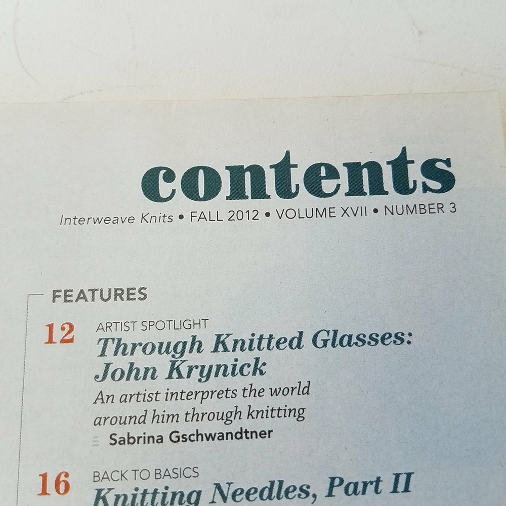 Interweave Knits Fall 2012 Volume XVII Number 3