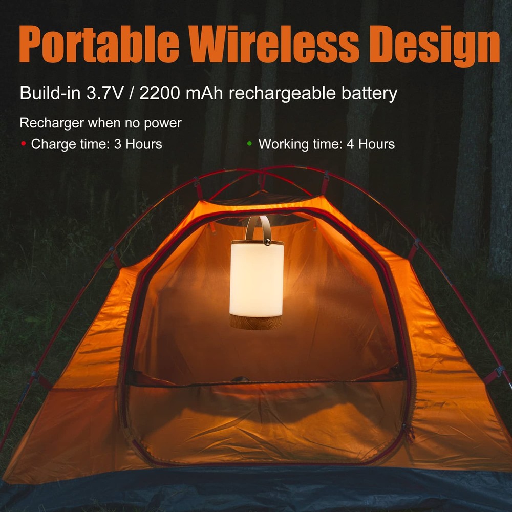 Portable Lantern with Touch Dimmable Switch, Rechargeable Battery-Operated Co...