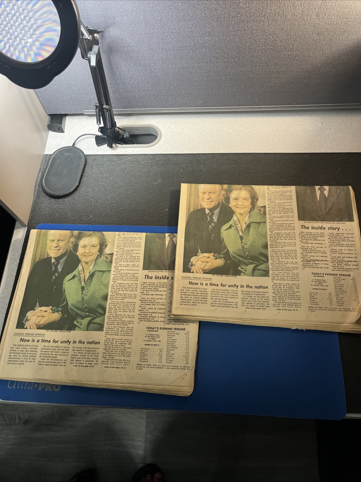 Lot of (2) President Richard Nixon Resignation Newspaper Evening Tribune SD