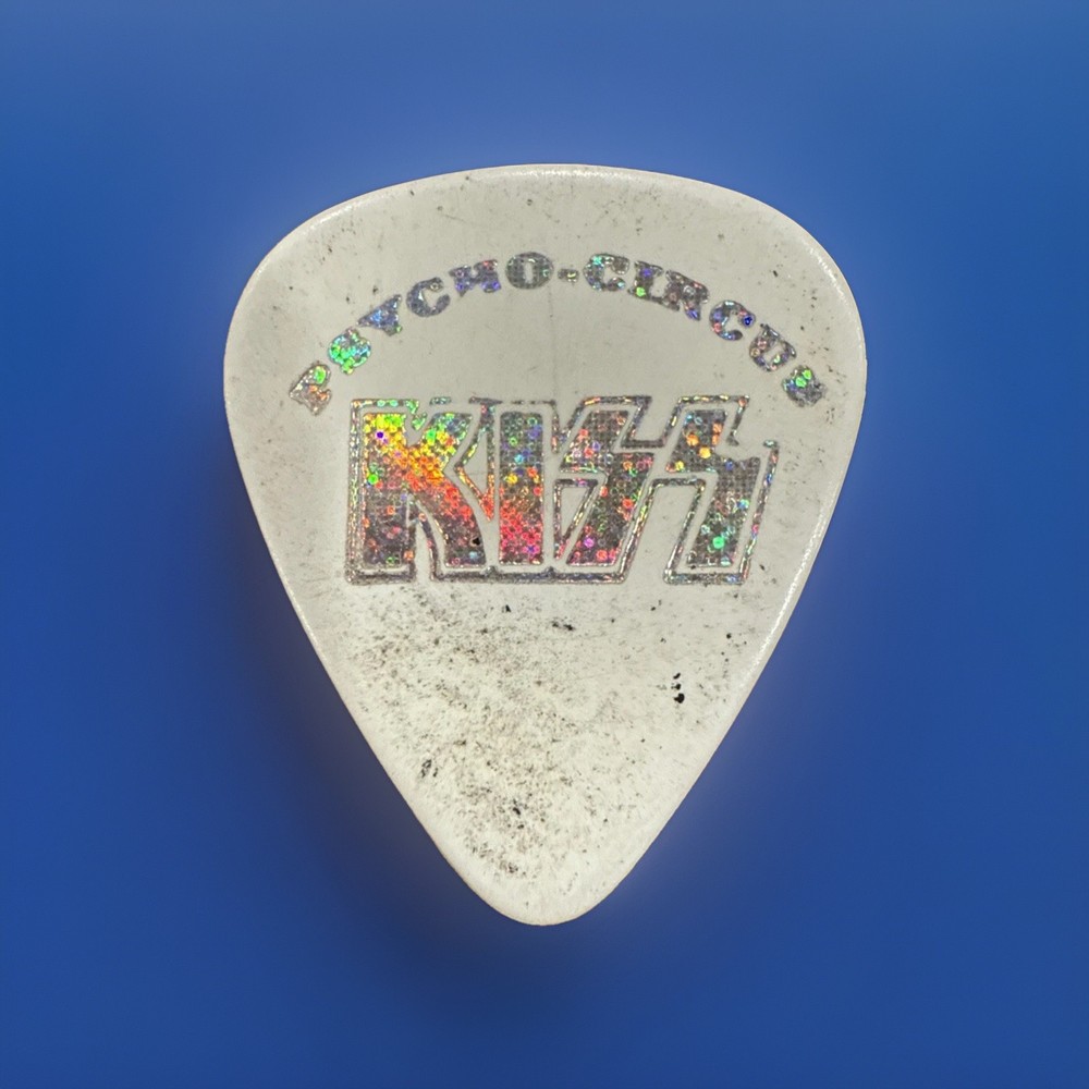 PAUL STANLEY / KISS Psycho Circus Used Pick White Prism signature Vintage  1988