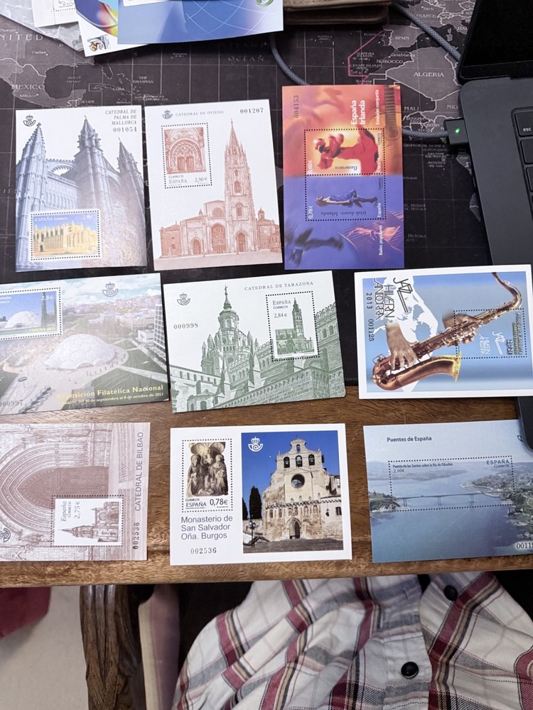 spanish stamps 9 random mini sheets