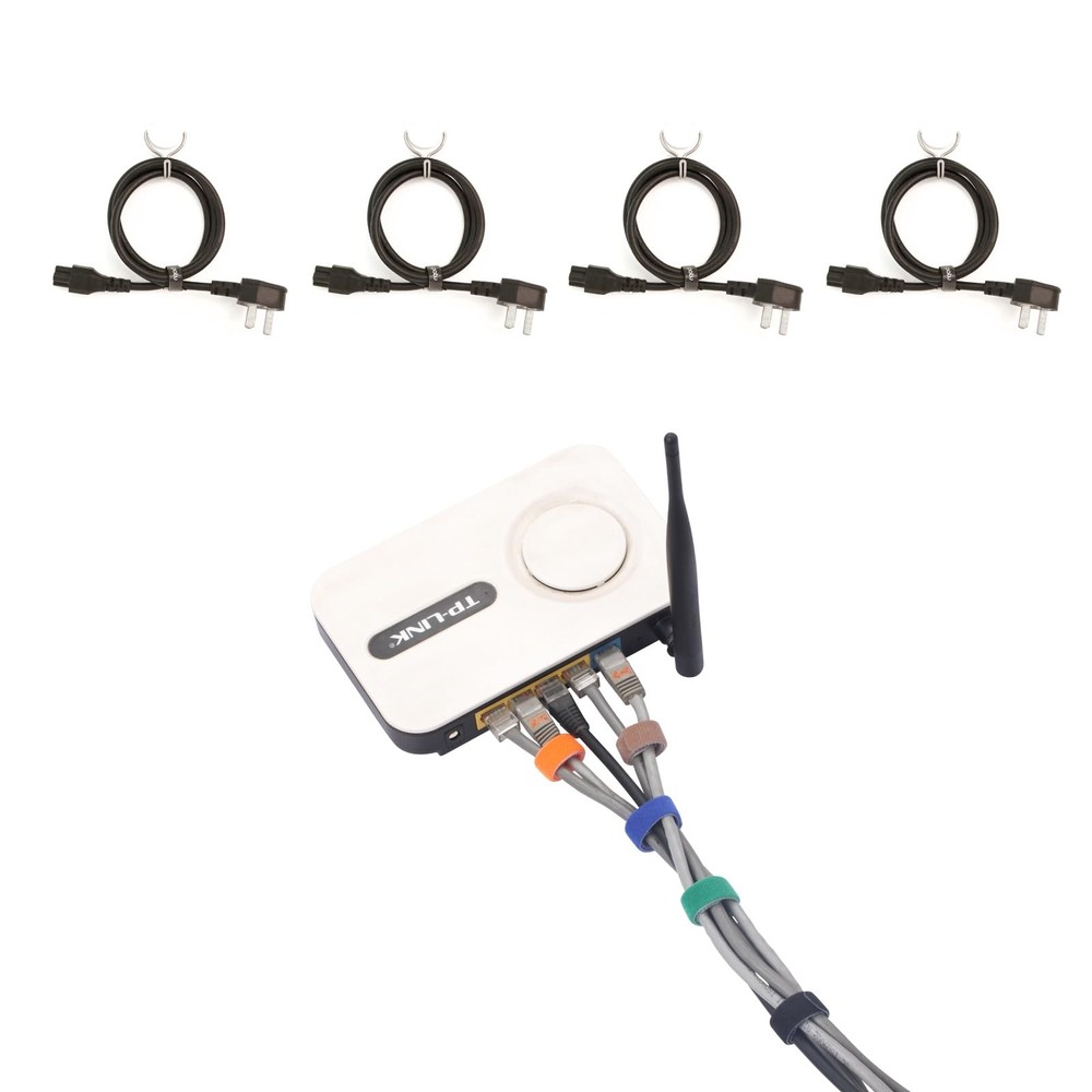 Patu 30-Pack Reusable 3 Hook Loop Cable Ties - Black Cable Organizer