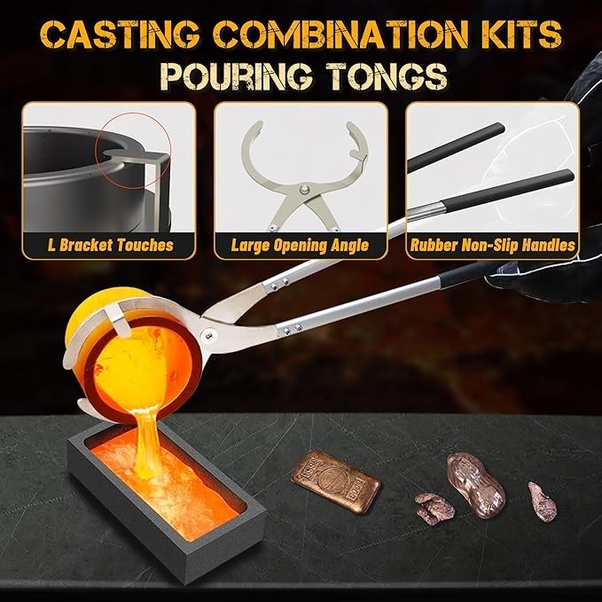 CANALHOUT 7KG/15lbs Propane Melting Furnace Kit with Two Tongs and Crucible