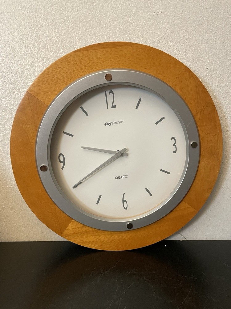 Skytimer Modern Wooden Clock Quartz Tested Working
