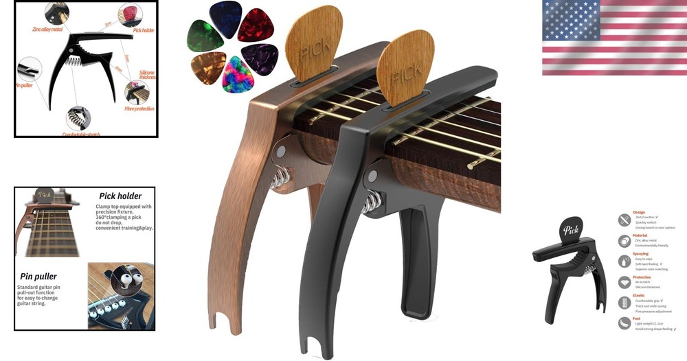 Modern 3in1 Guitar Capo & Picks Bundle - Advanced Performance Accessories