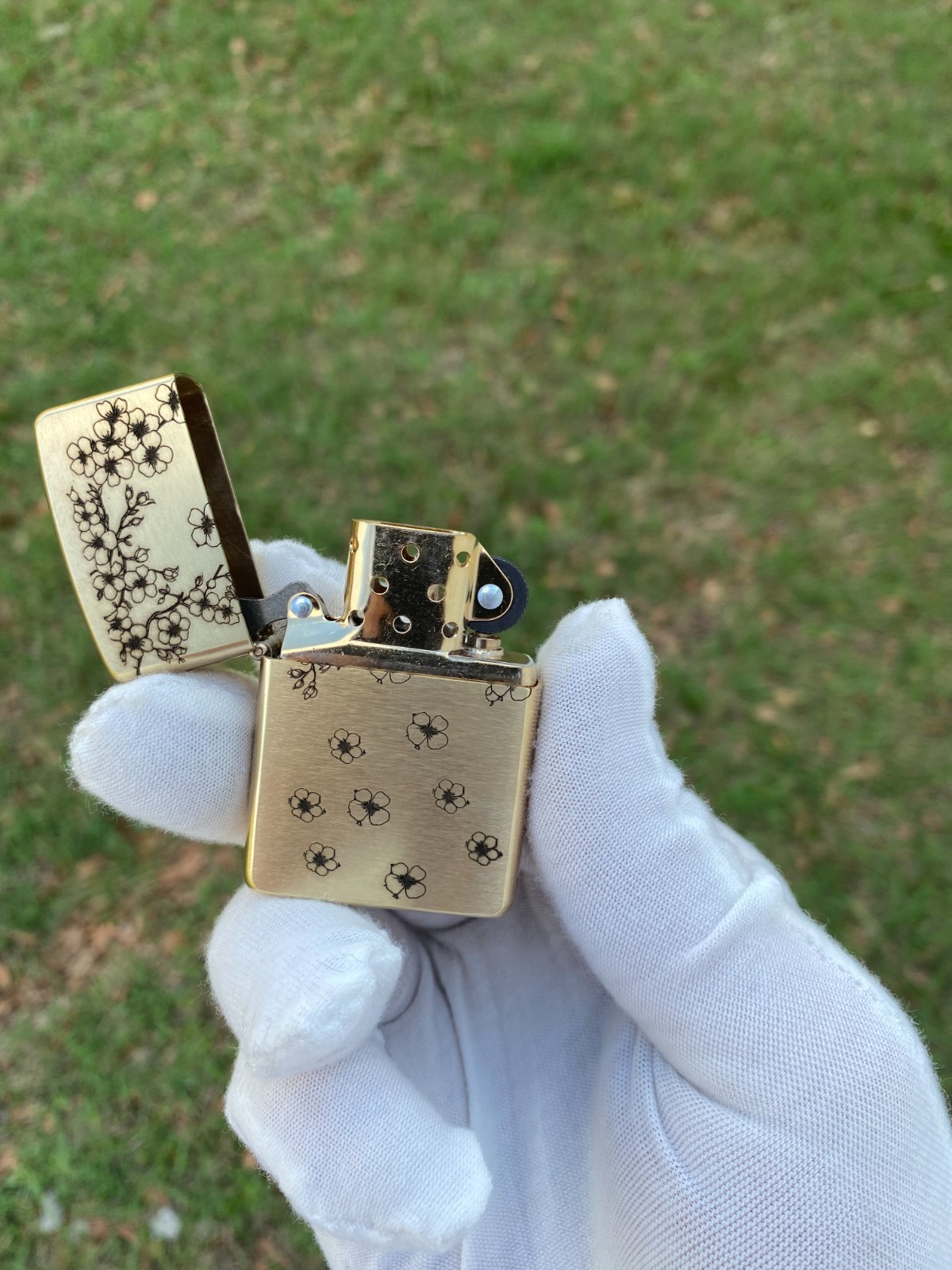 Cherry Blossom Custom Zippo Lighter | Brass Armor Zippo | Made In USA