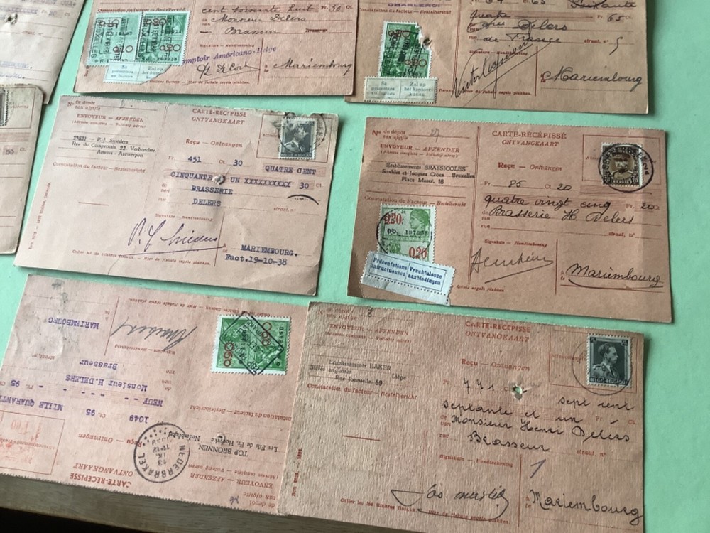Belgium packet post receipt cards 12 items Ref A1973