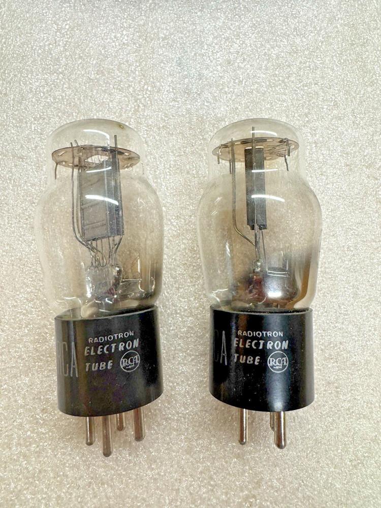 RCA 45 Black Plate Matching Pair Output Tubes Excellent
