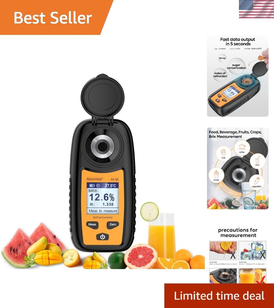 Portable Digital Brix Refractometer: 0-35% Range, Easy Clean & Durable Design