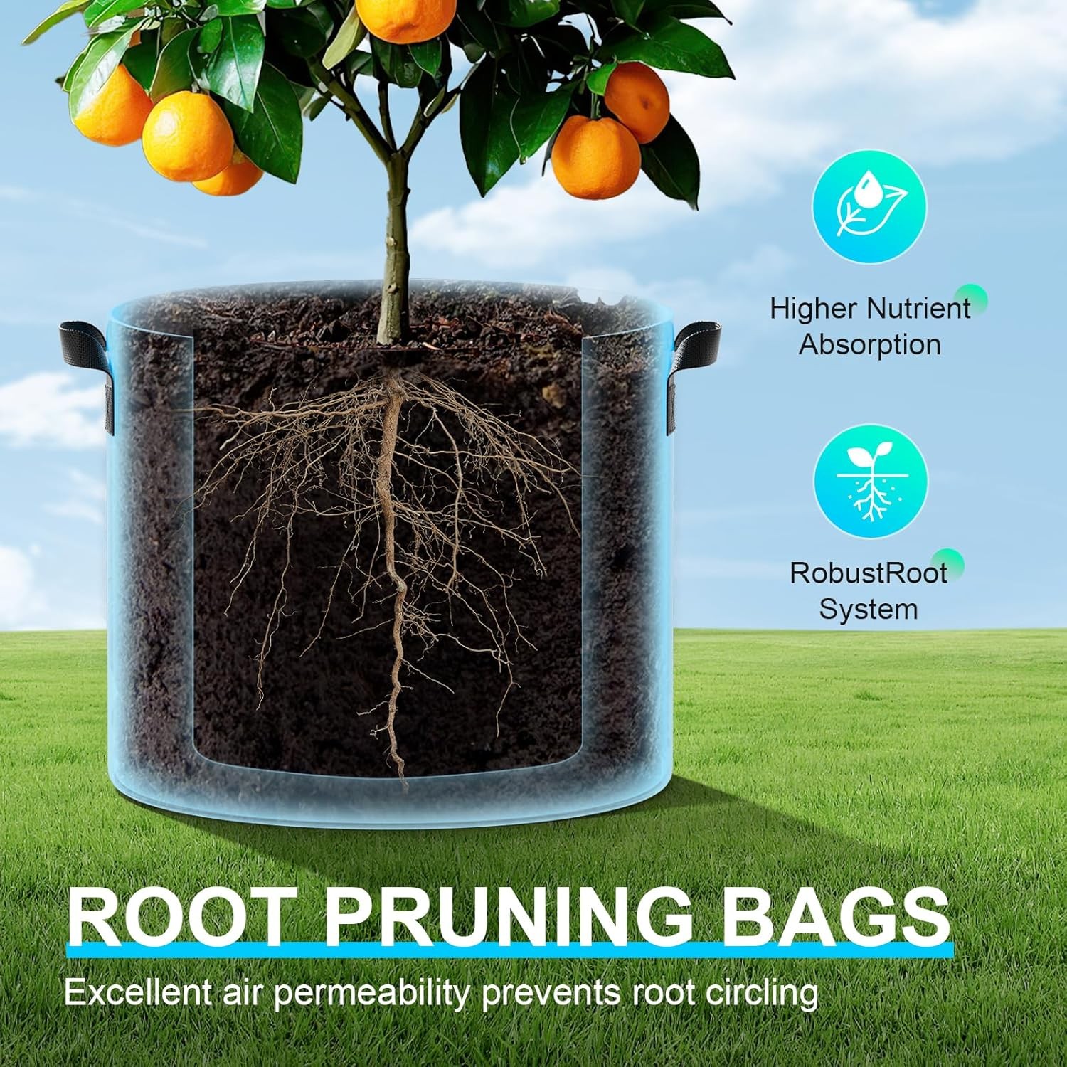 Land Guard 4-Pack Fabric Grow Bags 5 Gallon, Thickened 5 Black