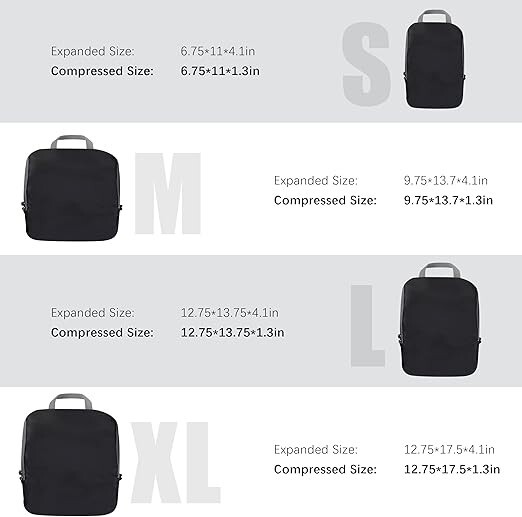 4 Set Compression Packing Cubes Travel
