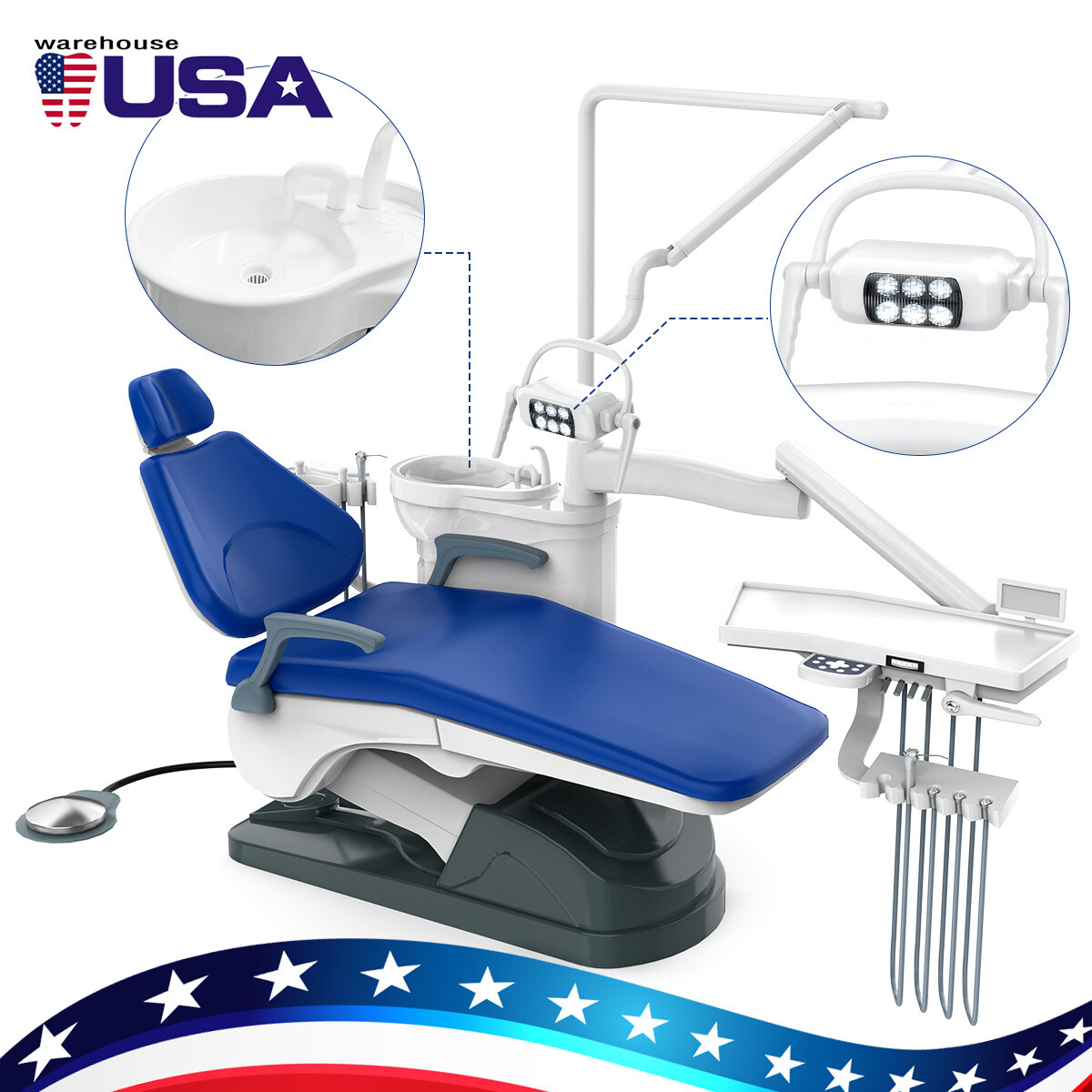Dental Unit Chair Computer Controlled DC Motor PU Hard Leather+Doctor's Stoo FDA